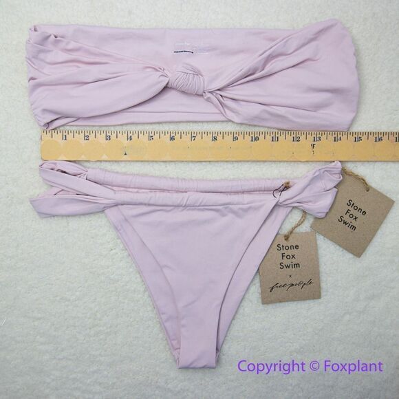 New! Set! Stone Fox Swim lele knotted bandeau top bijou bottoms, size L. - Picture 6 of 11